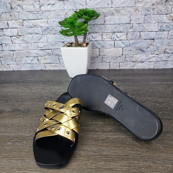 NWOB Rag & Bone Gold Hartley Slide Sandals - Picture 6 of 6